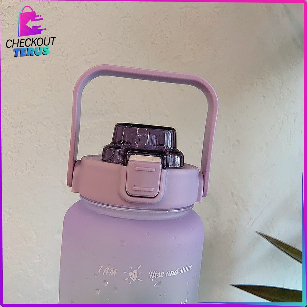 CT C301 Botol Minum Motivasi 2 Liter BPA FREE Botol Air Minum Gradiasi Botol Minum dengan Penanda Waktu Food Grade