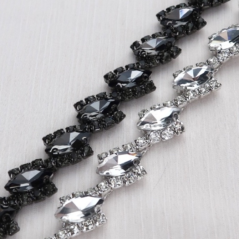 Payet Rangkai yvonne | Kristal Swarovski Cantik Mewah Import Jahit Tempel Fancy Bridal Rhinestone | 