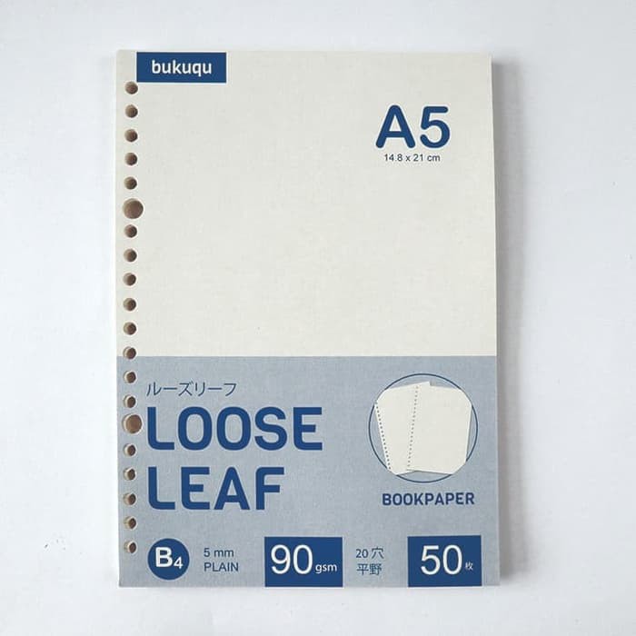 

Grosir Bookpaper Loose Leaf (PLAIN) Kertas Binder/ Isi Notes - (A5) 50 lbr - BP POLOS A5 Keren