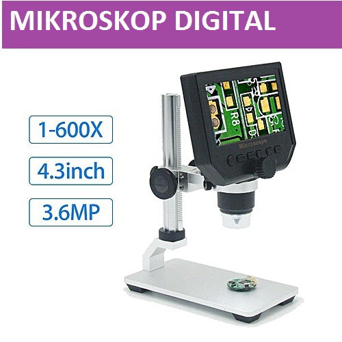 Mikroskop Digital 3.6MP 600X dengan Monitor &amp; Metal Stand - G600 / Microscope Digital