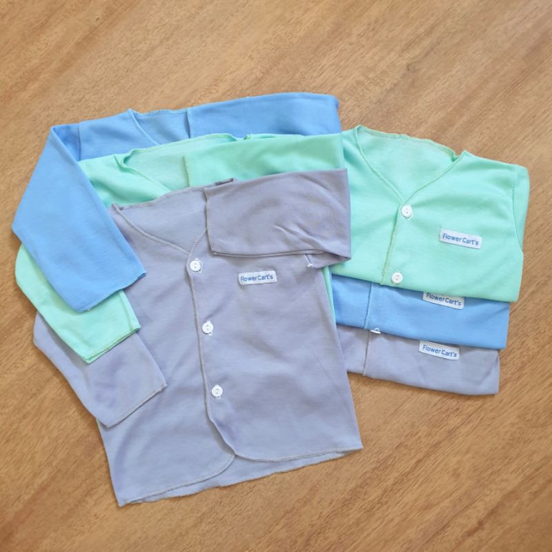 (6 Pcs) Baju Bayi SNI Kemeja Panjang Polos Newborn SNI 0-6 Bulan BAJU TANGAN PANJANG FLOWER CART'S