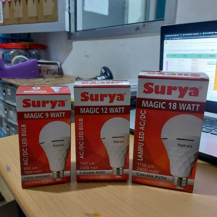 LAMPU EMERGENCY SURYA MAGIC 9W 18W LED MAGIC SURYA 9W 18W MURAH