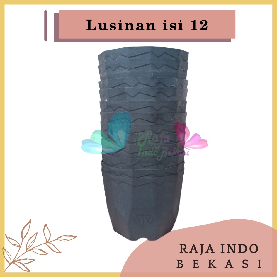 Lusinan Isi 12 Pcs Pot Permata 12 Hitam Diameter 10,5cm Pot Kaktus Mini Lucu Murah - Pot Tawon 10 12