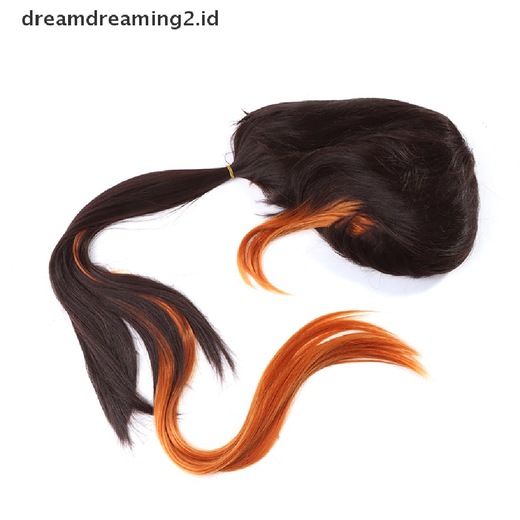 Wig Rambut Cosplay Zhongli Warna Hitam / Coklat