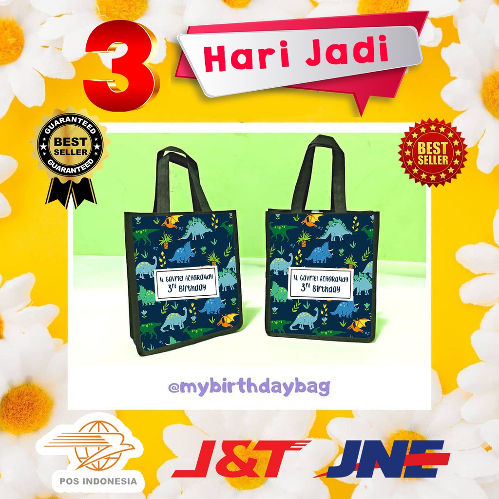 

TAS GOODIE BAG ULANG TAHUN TEMA DINOSAURUS TOTE BAG DINOSAURUS SOUVENIR CUSTOM FOR KIDS