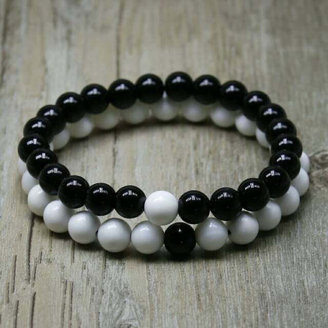 Gelang Batu Giok Hitam Giok Putih Pria Wanita