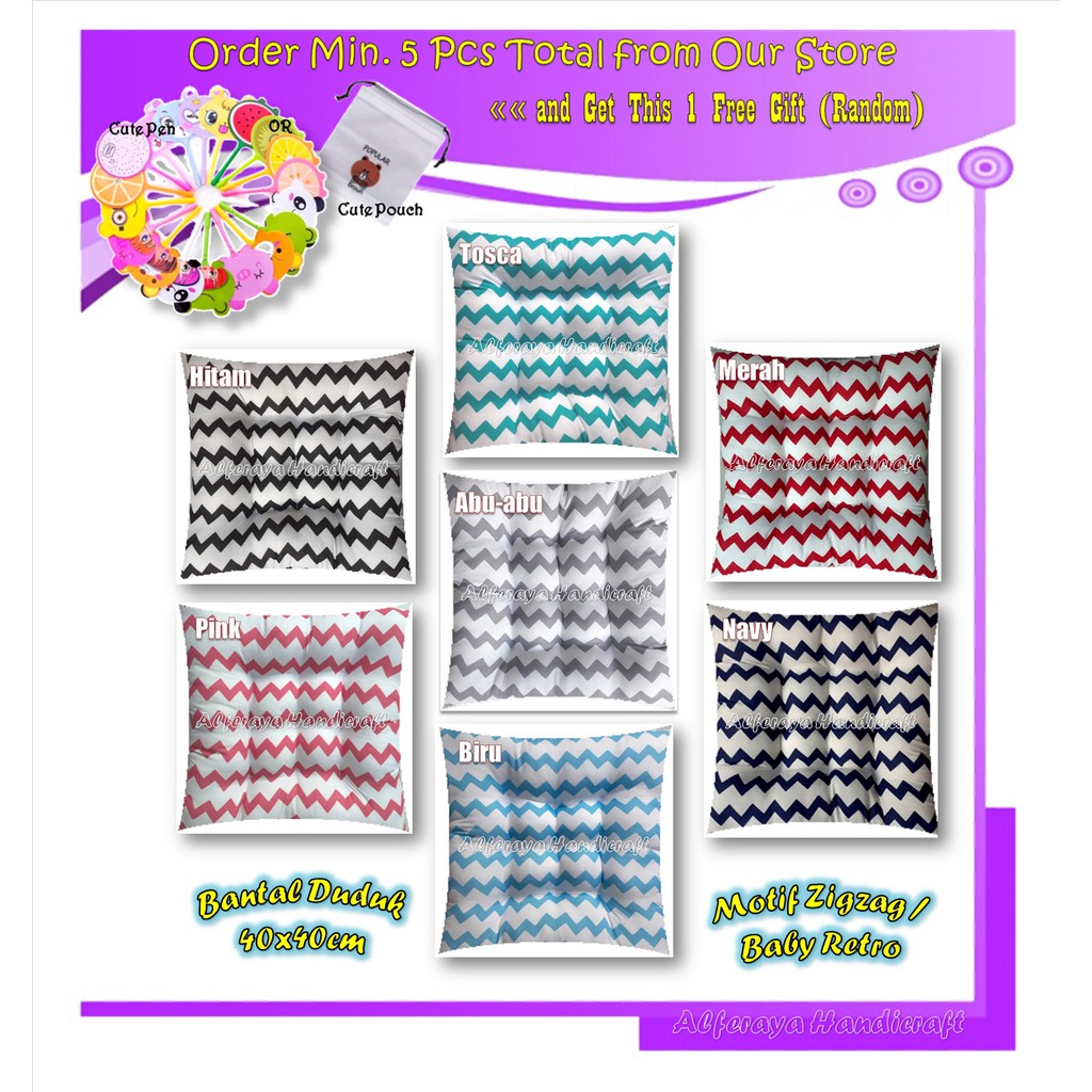 Bantal Duduk Alas Duduk Kotak 40x40cm Motif Zigzag Bantal Duduk Alas Duduk Kotak 40x40cm Motif Zigzag