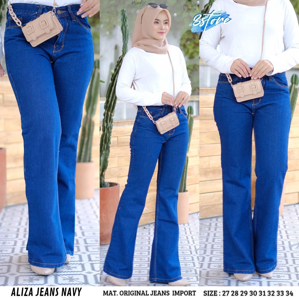 Warna Lengkap - Cutbray Jeans Espera Import Kulot Highwaist Boyfriend Polos Hitam Putih Cewek Wanita