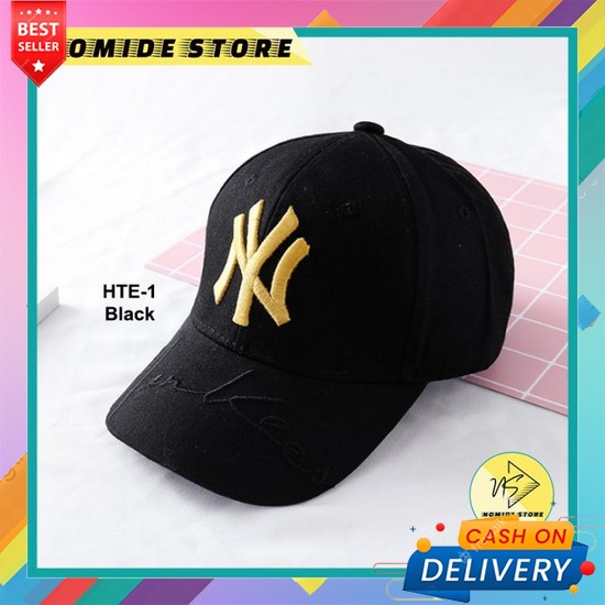 Topi Pria Distro Bahan Denim Skymo Basabeel Original - Warna Hitam Topi Baseball Ny Yankees Dewasa P