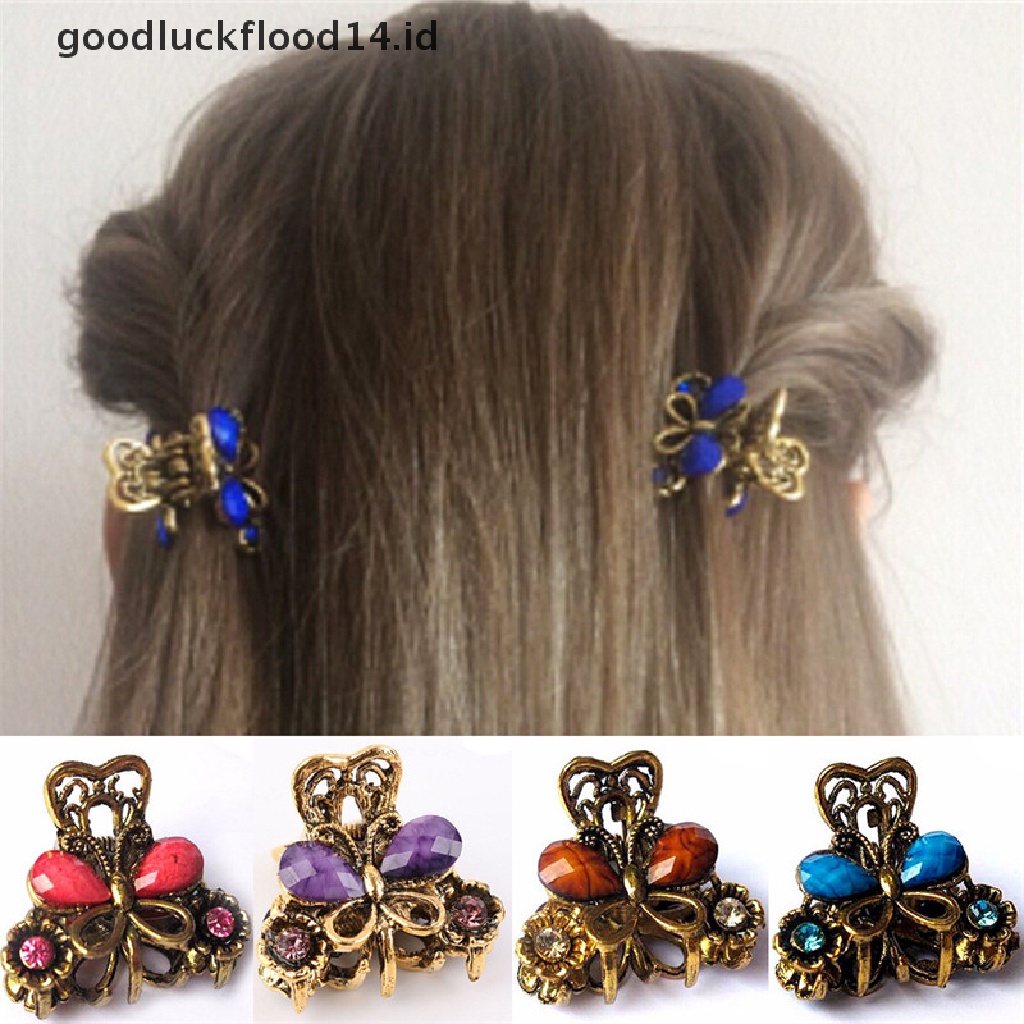 [OOID] Fashion Retro Women Girls Mini Butterfly Hair Clip Resin Hairpins Claw Jewelry ID