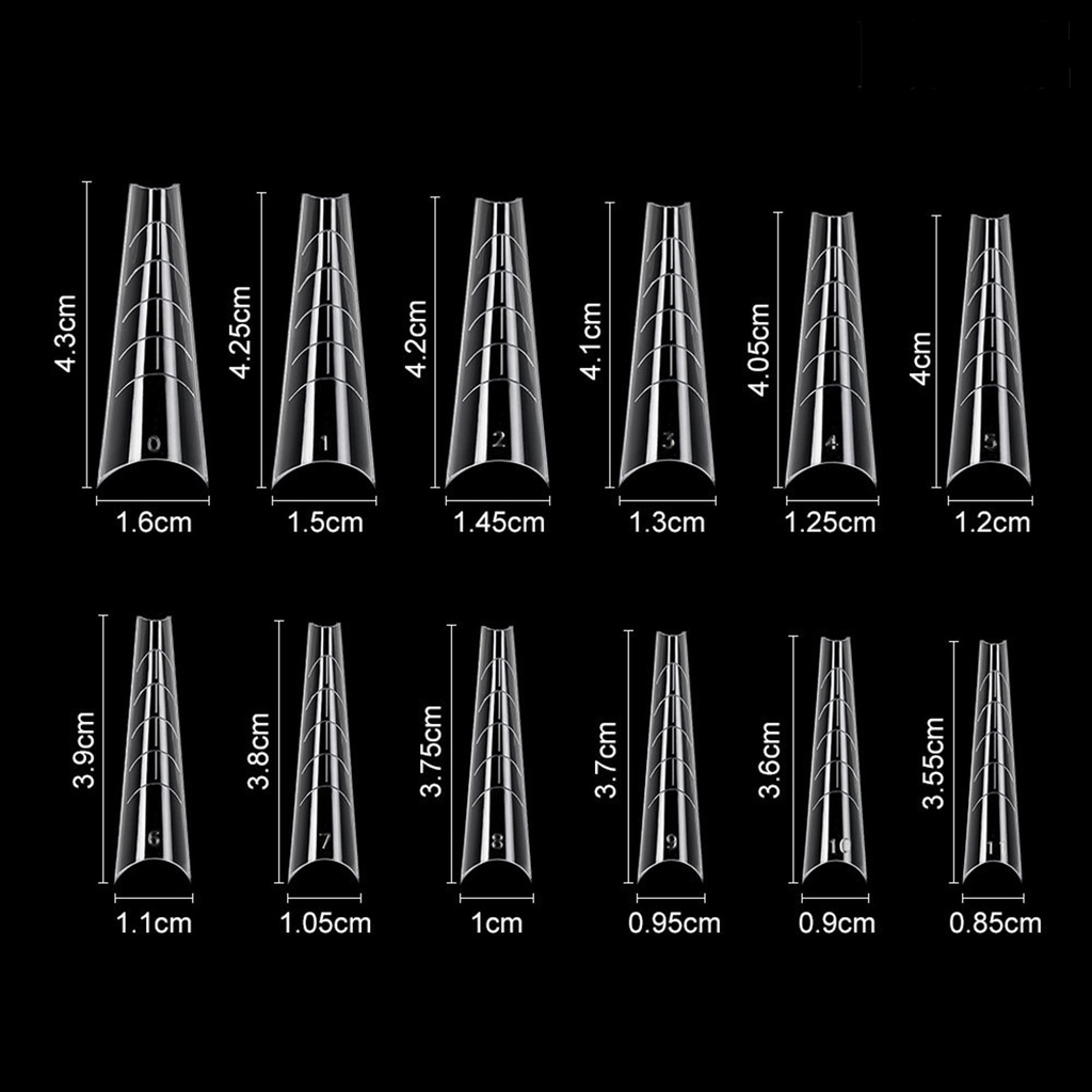 Providence 60Pcs Artificial Nail Tips Graduated Extend Nails Clear Coffin Shape Quick Building Nail Mold Tips for Manicure