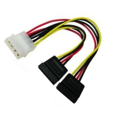 Kabel 4 pin molex male to 2 sata 15 pin female splitter - Cable power sata cabang