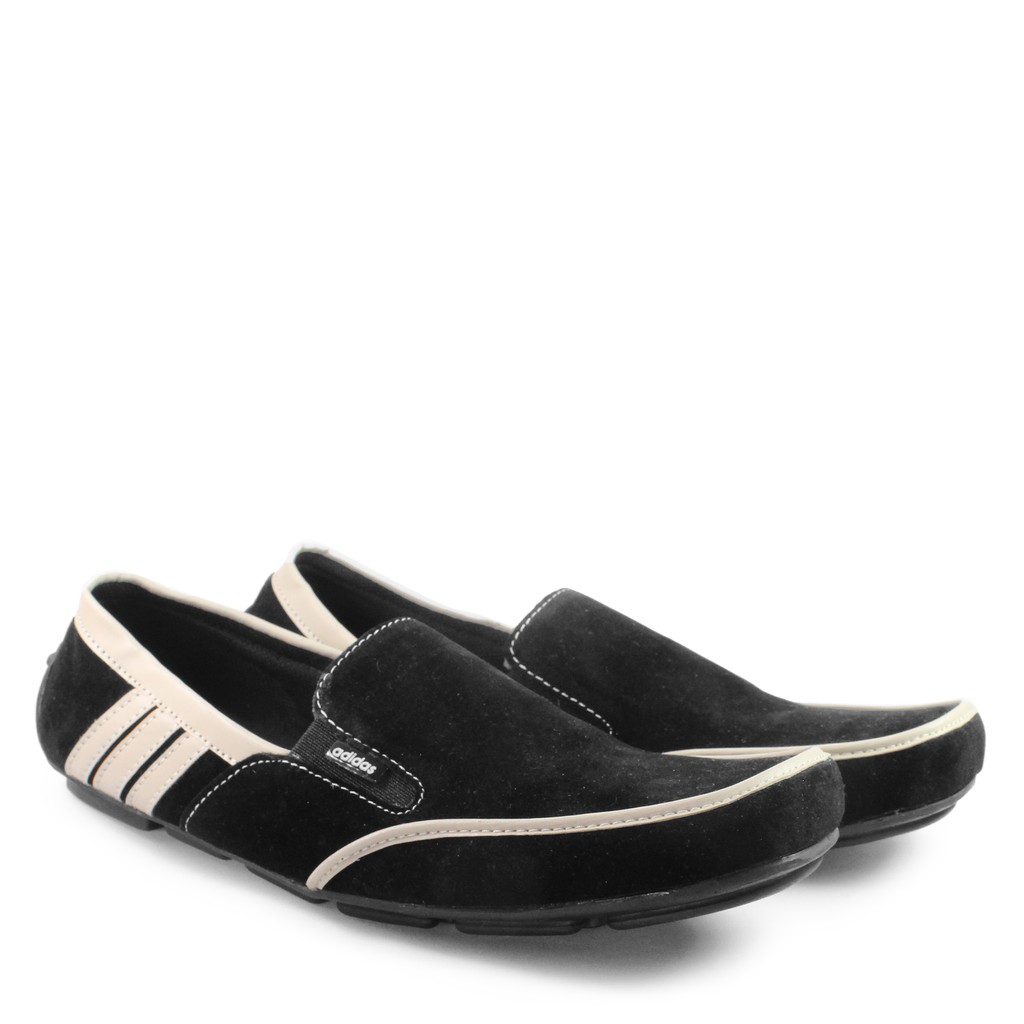 SSR - Sepatu Slip On Murah Mocasin Adidas Dembele Suede Hitam BISA COD - Bayar Di Tempat !!