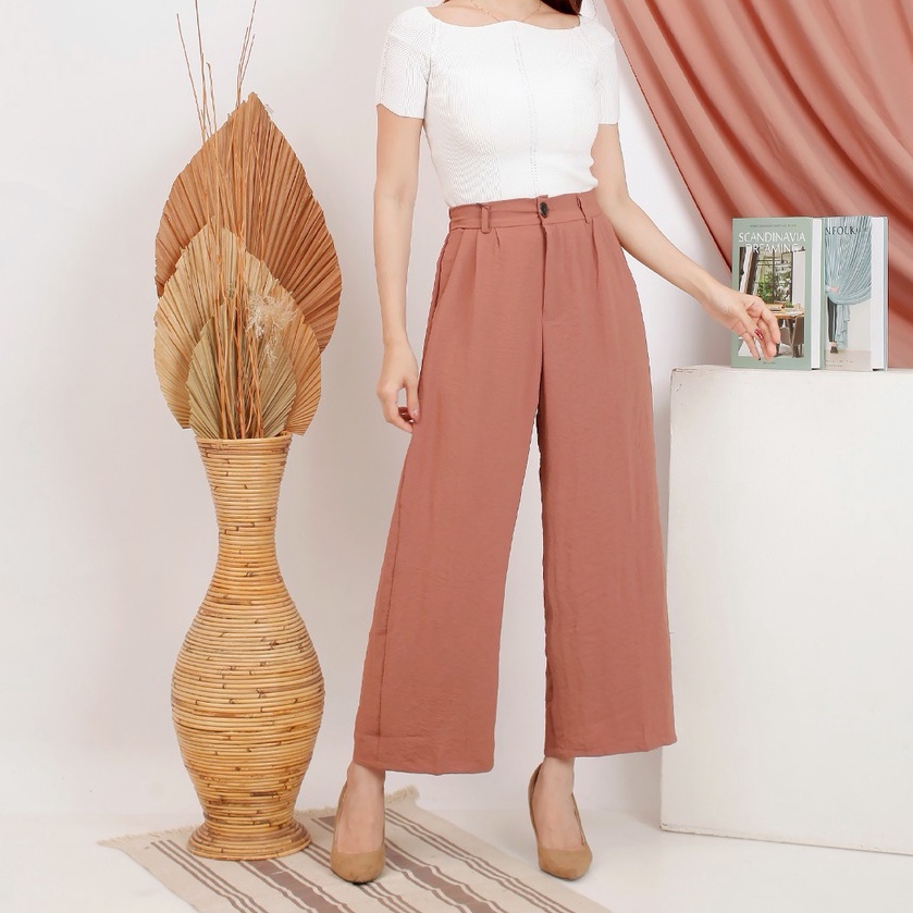 AUBREY - CELANA KULOT POLOS BAHAN CRINKLE