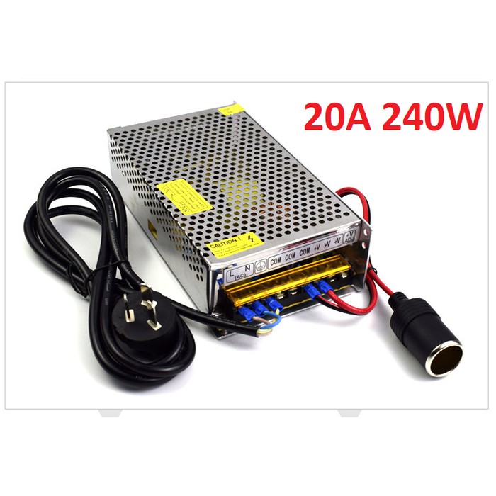 AC to DC Power Converter 20A 240W adapter Pompa Mobil Ke colokan rumah