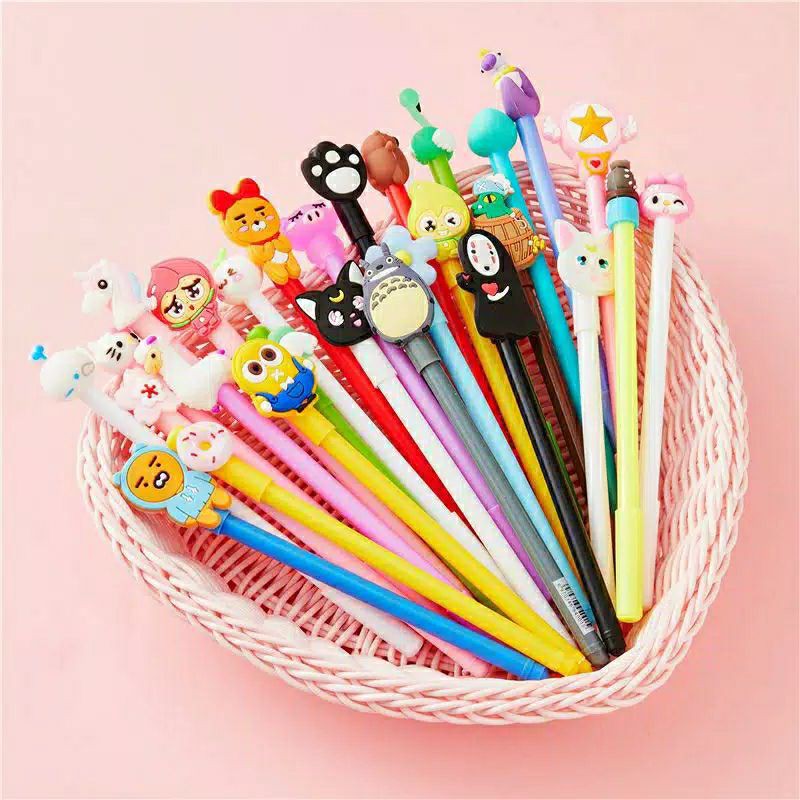 

20 pcs Pulpen Gel Motif Random Free Pen Case Ballpoint Pena gel lucu