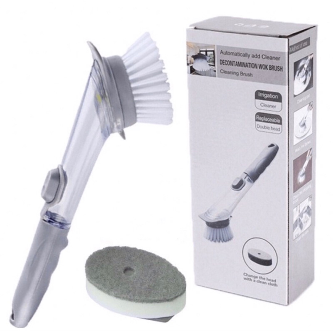 Sikat Wajan Abu Abu Sikat Sudut Multifunsi Sikat Dan Spon (panci, Sudut Wastafel, Piring) Wok Brush