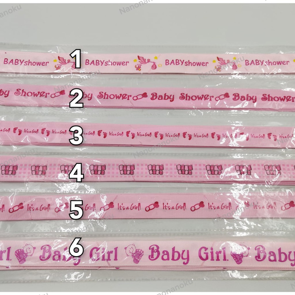 [5 pcs/motif] Pita Tarik 25 mm Baby Girl Pink Pita Serut