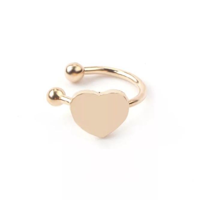 Earcuff Mini Heart - Anting Jepit Earcuff Kecil Satuan - Earcuff bentuk Hati Warna Emas dan Perak - 