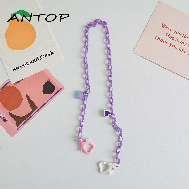 Fashion Acrylic Heart Mask Lanyard Chain Lanyard Anti-Lost Face Mask Kalung Kacamata Rantai Aksesoris ANTOP