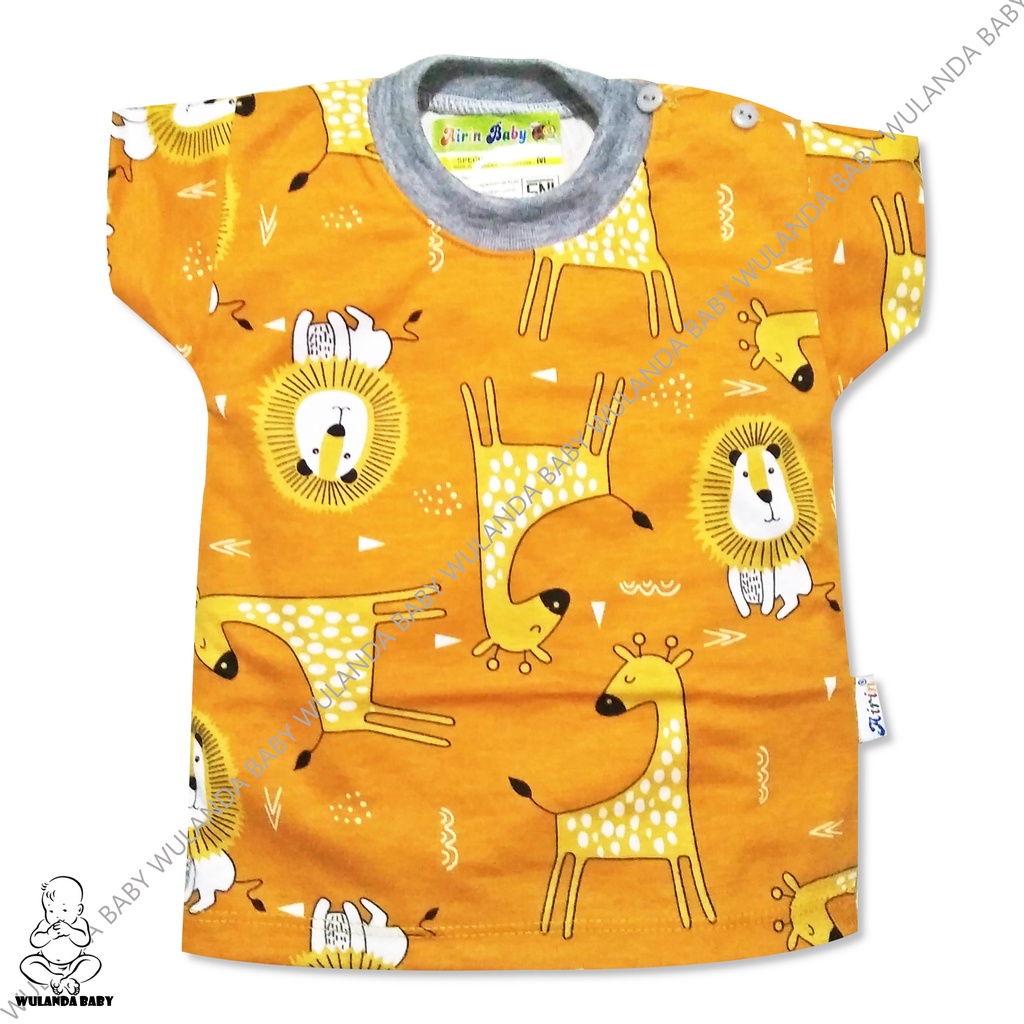 Wulanda 3 pcs baju kaus oblong anak bayi lengan pendek warna motif printing AIRIN baby kancing pundak SNI motif bisa untuk laki laki dan perempuan netral-3