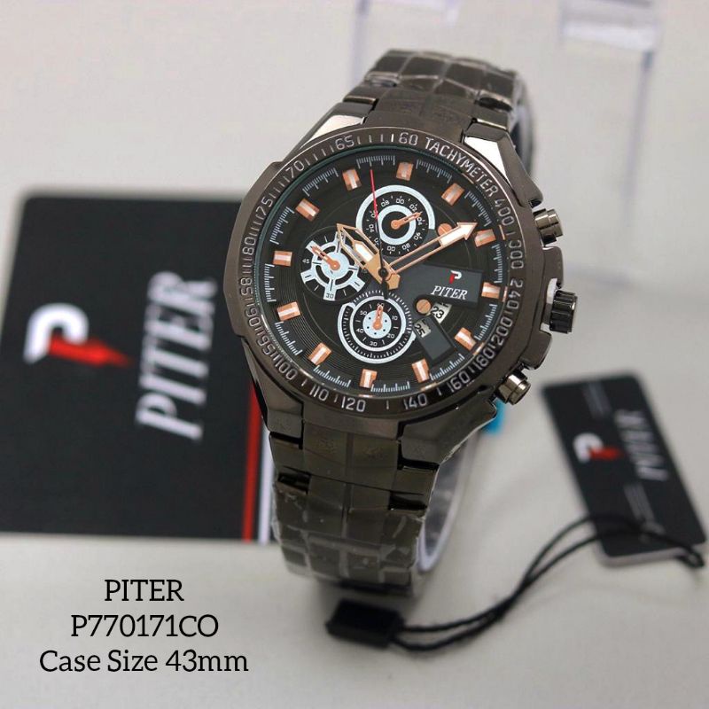 Jam Tangan Analog Pria PITER P770171CO Stainless Steel Original