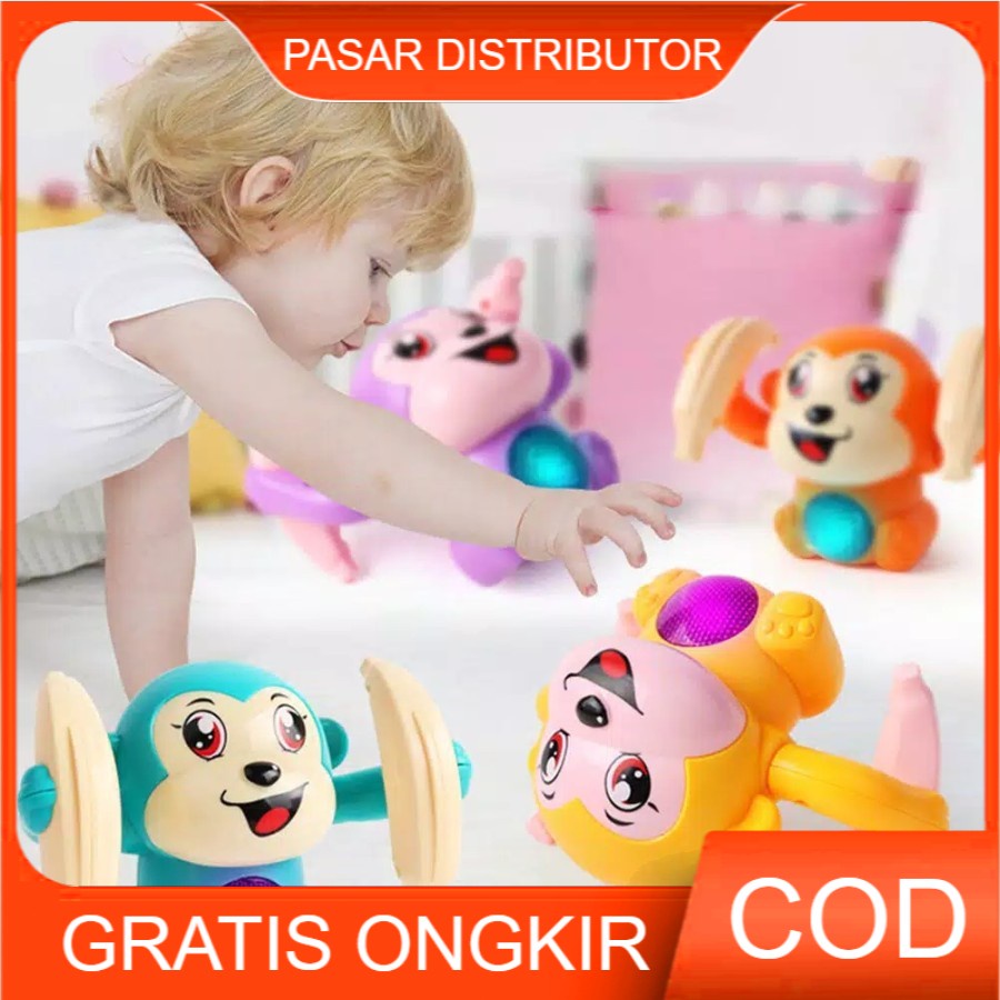 Mainan Happy Flip Little Monkey Baby Voice Control Tumbling Toy Monyet Tumbling Sensor Mainan Anak