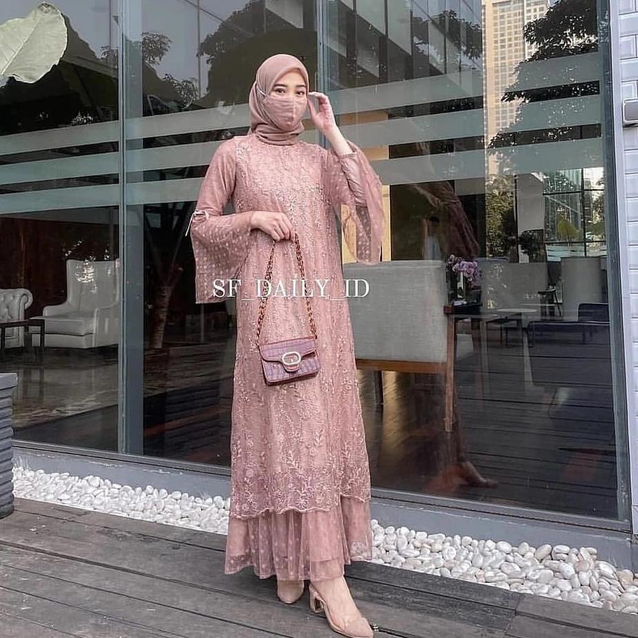 (PALING DIMINATI) [ORI]RIRIN DRESS BRUKAT TILE IMPORT/GAMIS BRUKAT/DRESS MUSLIM/KEBAYA MODERN TERBAR