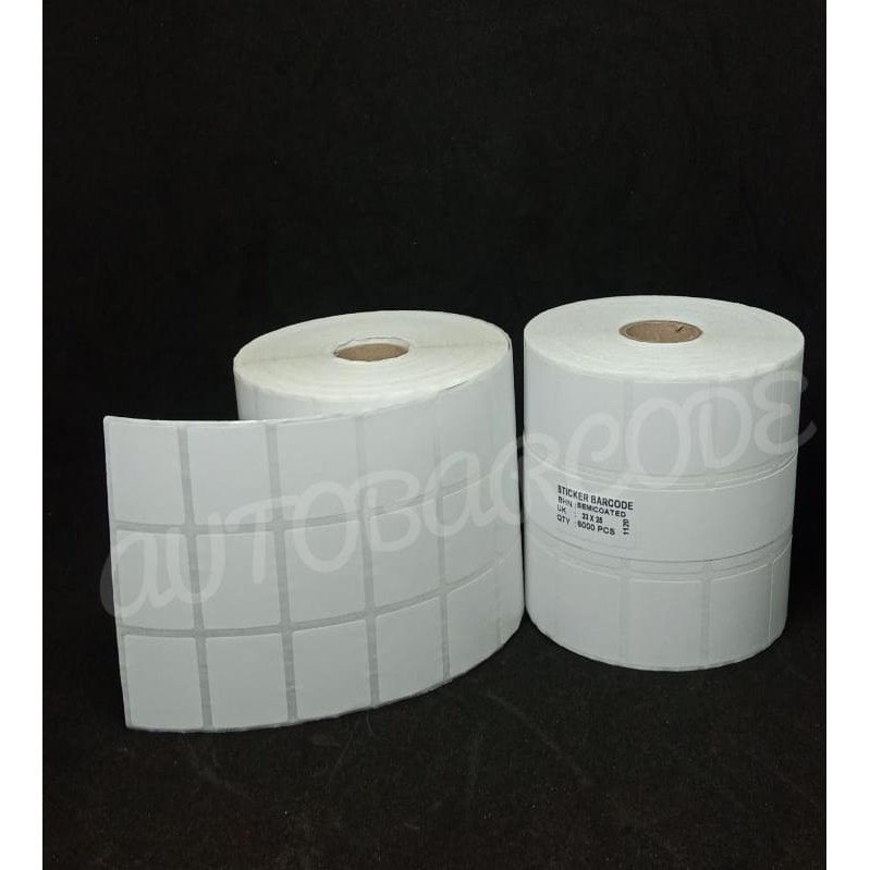 SEMICOATED LABEL BARCODE 33x25 MM 3LINE ISI 6.000 PCS LABEL STICKER BARANG TO PRINTER POSTEK