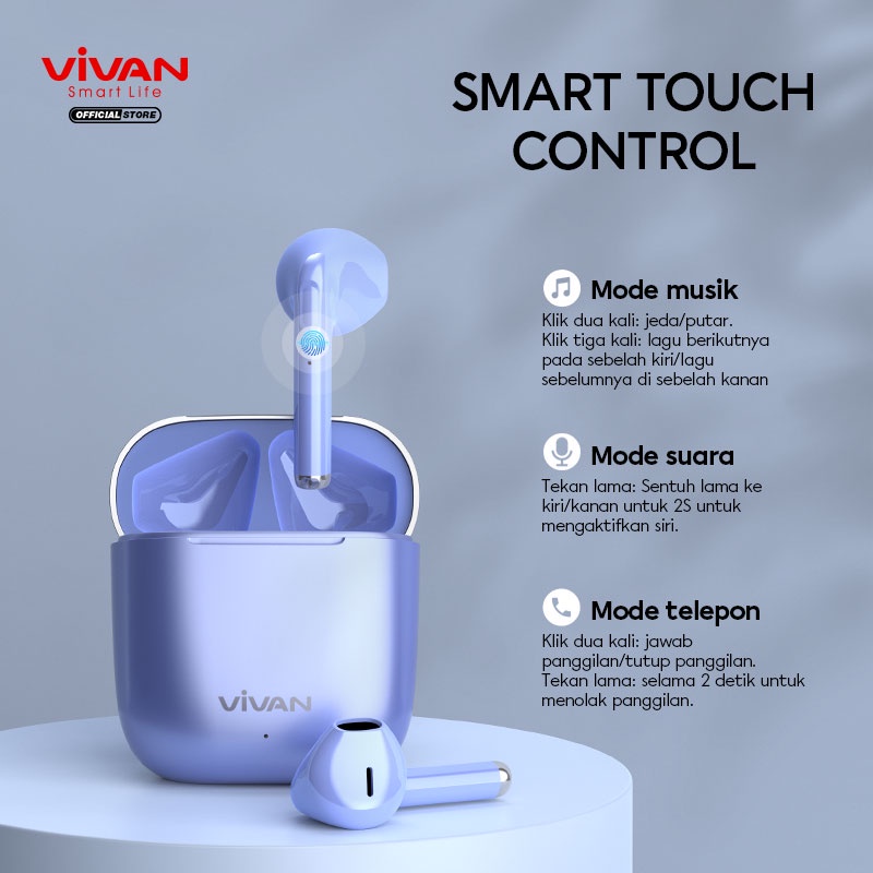 GARANSI 1 TAHUN HEADSET WIRELESS VIVAN LIBERTY T220 EARPHONE BLUETOOTH 5.0 TWS