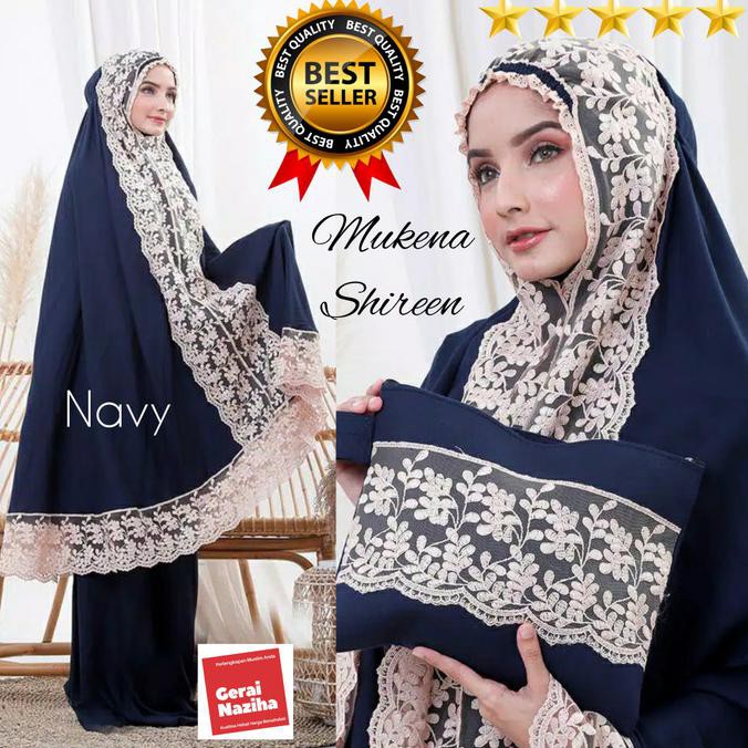Ori&Terjamin Mukena Dewasa Shireen Katun Rayon Bordir Ala Syahrini Siti Khadijah Kd - Hijau Semen