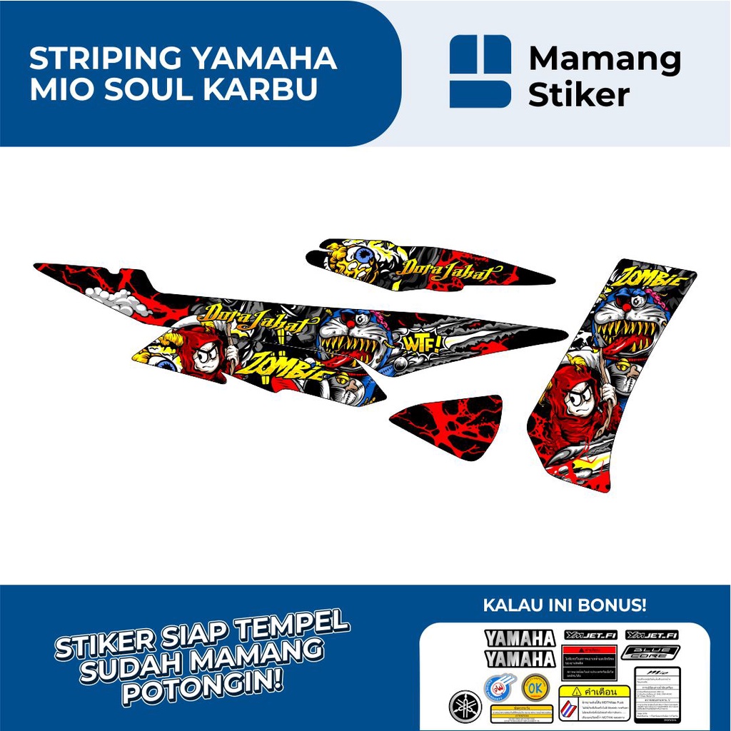 STRIPING YAMAHA MIO SOUL KARBU VARIASI 10 DORAEMON ZOMBIE/MIO SOUL KARBU STIKER AKSESORIS ORIGINAL/S