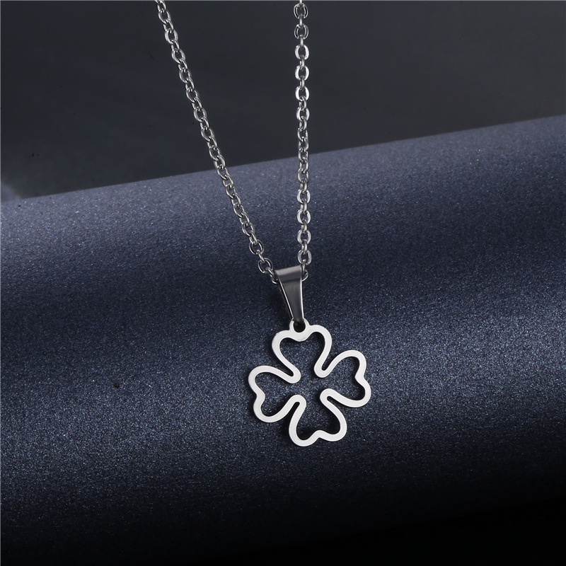 In hip hop clover kalung stainless steel disco mahasiswa hiphop clover kalung perhiasan pacar hadiah