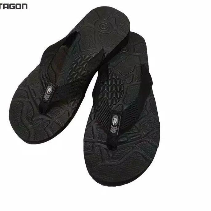 ✸ Pentagon TIGER|Sandal pria japit hitam polos/sandal outdoor/sandal hiking cowok/Sendal jepit gunun