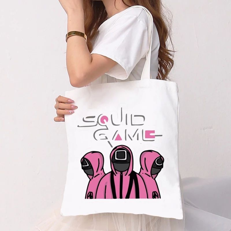 Squid Game Tote Bag Wanita Pakai Resleting Tas Belanja