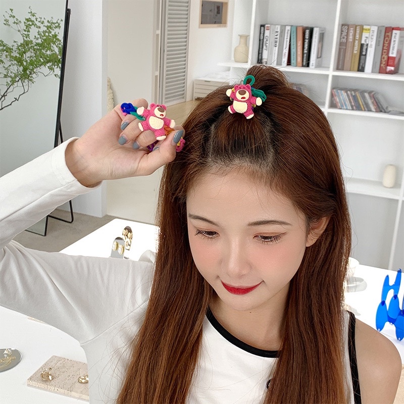 Ikat rambut korea Teddy rainbow Terbaru