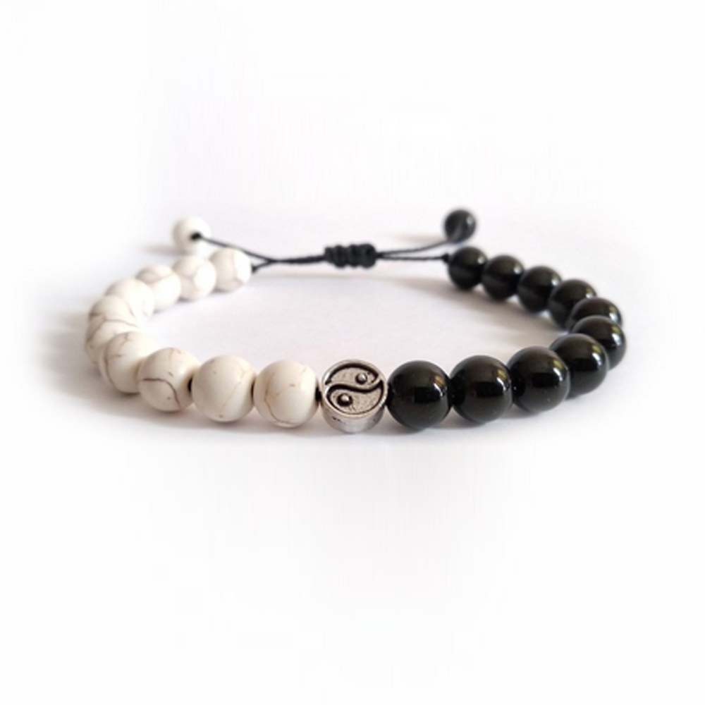 Gelang yin yang batu onyx dan White marble