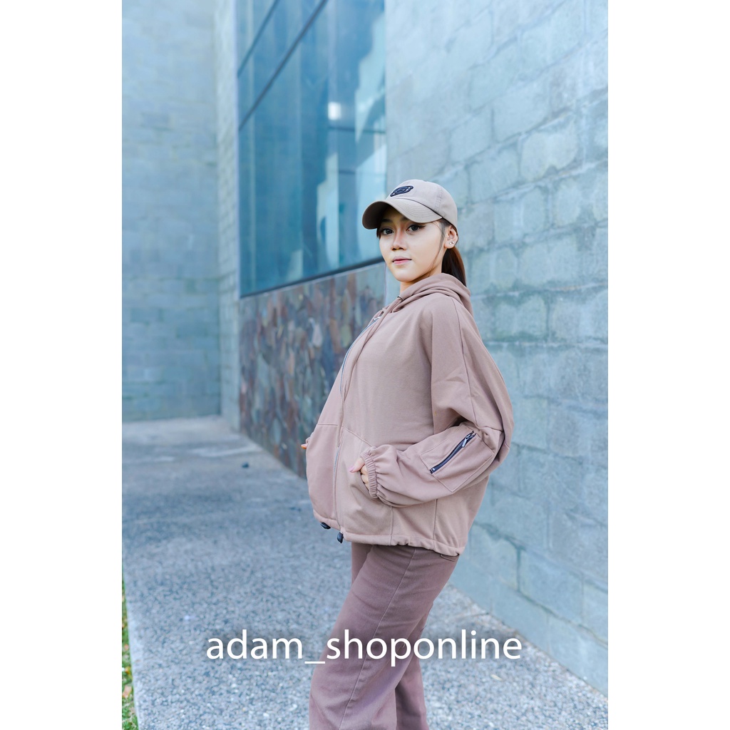 JAKET HOODIE WANITA -  JI WON JAKET - OVERSIZE - HOODIE ZIPPER - KOREAN STYLE - TREND