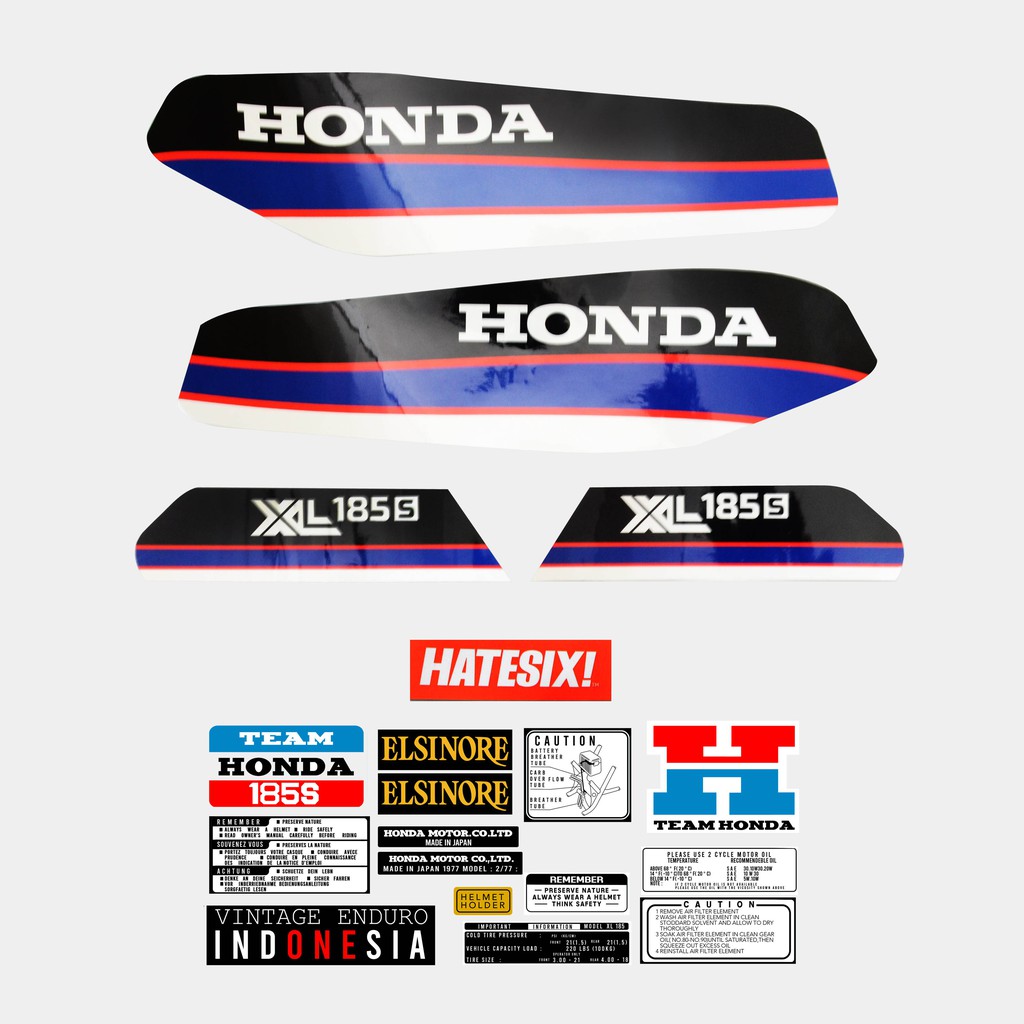 Sticker Decal Tempelan HONDA XL185S tahun1980 Hatesix