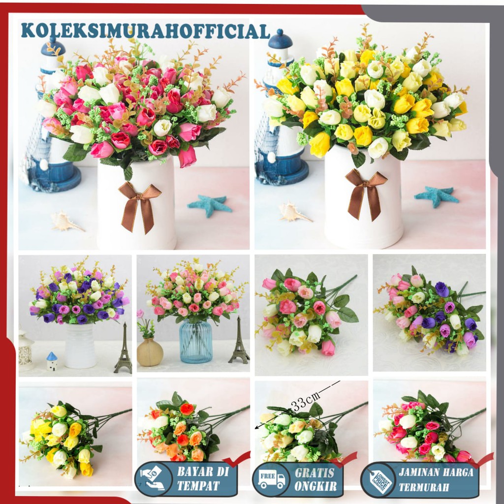 COD BUNGA MAWAR BUNGA TANGKAI PLASTIK BUNGA ARTIFISIAL BUNGA PAJANGAN IMITASI BUNGA HIASAN BT9013