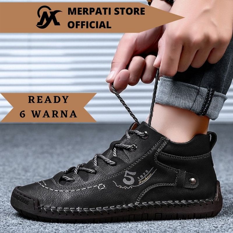 Merpati Store - Sepatu Bots Pria Original Handmade Tali Import Kulit Kerja Formal Santai Keren