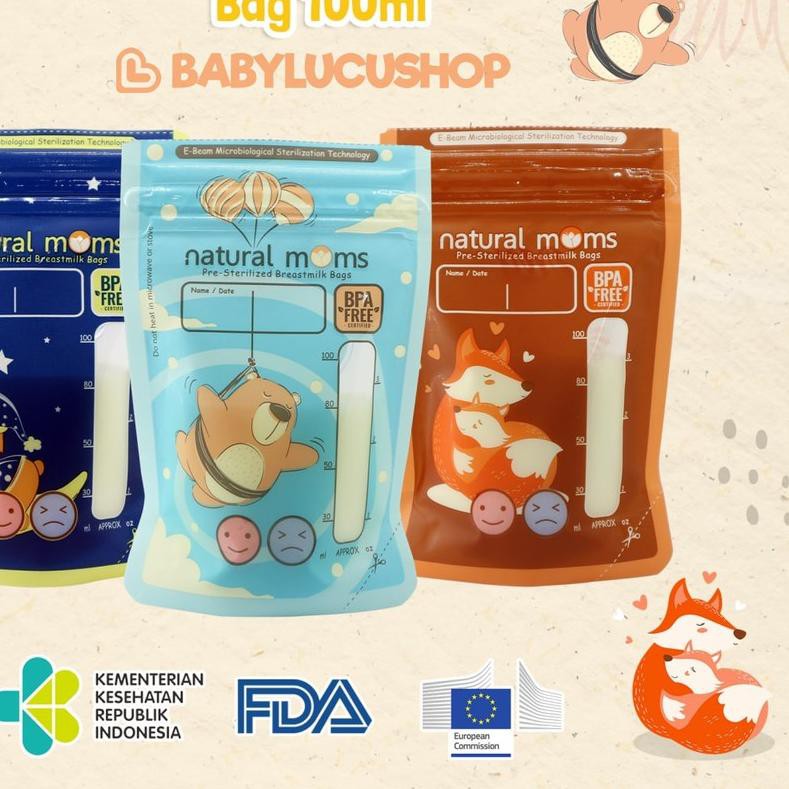 ✼ Kantong Asi Natural Moms 100cc 120cc 150cc Natural Mom Breast Milk Bag Kantong Susu 100 120ml 150m