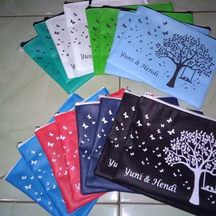 souvenir dompet pouch sablon spunbond termurah