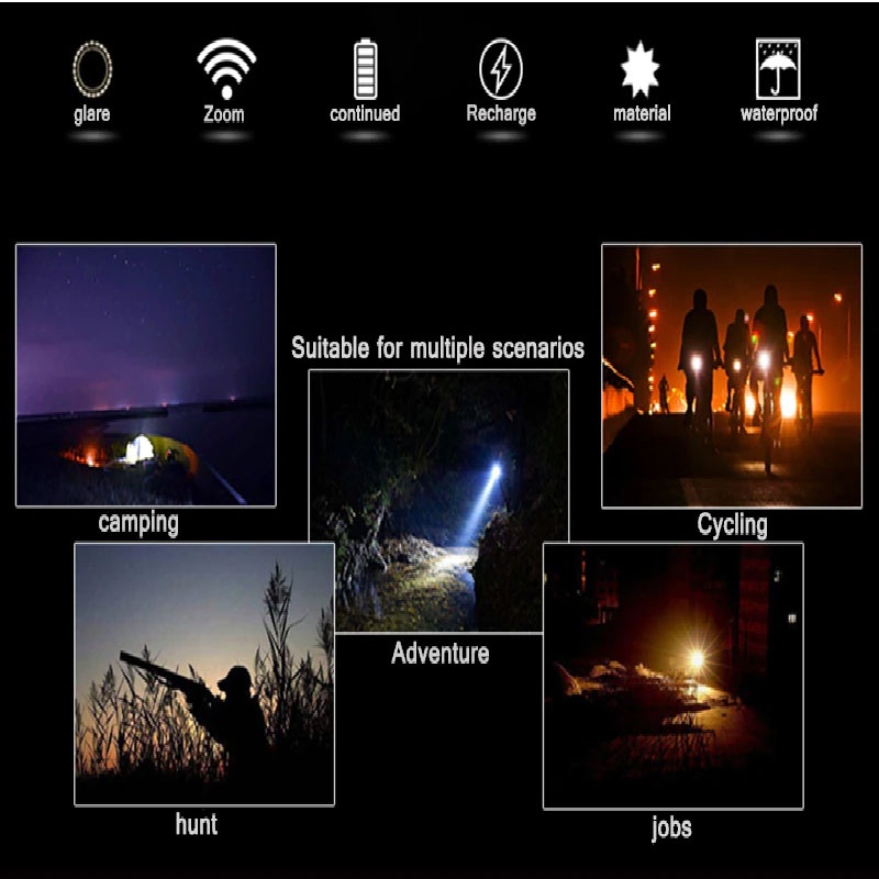 [100% ORIGINAL] SENTER KEPALA LED CREE XM-L TaffLED Power Headlamp 3 LED 5000 Lumens Cree XM-L - T6 HD-LD senter outdoor 3 Lampu Senter Kepala Headlamp 3 LED / 12000k LED Headlamp 3 Lamp Beads Flashlight Torch Rechargeable 18650 Battery Waterproof 4 Mode