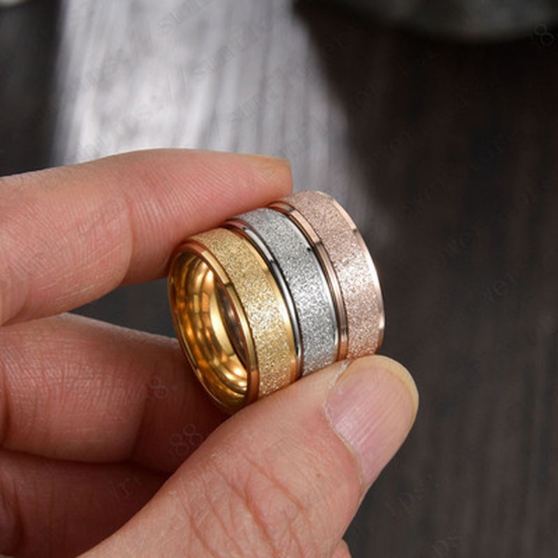 European American fashion gold color Titanium Steel Matte ring/ Vintage Punk Gothic style Metal round ring