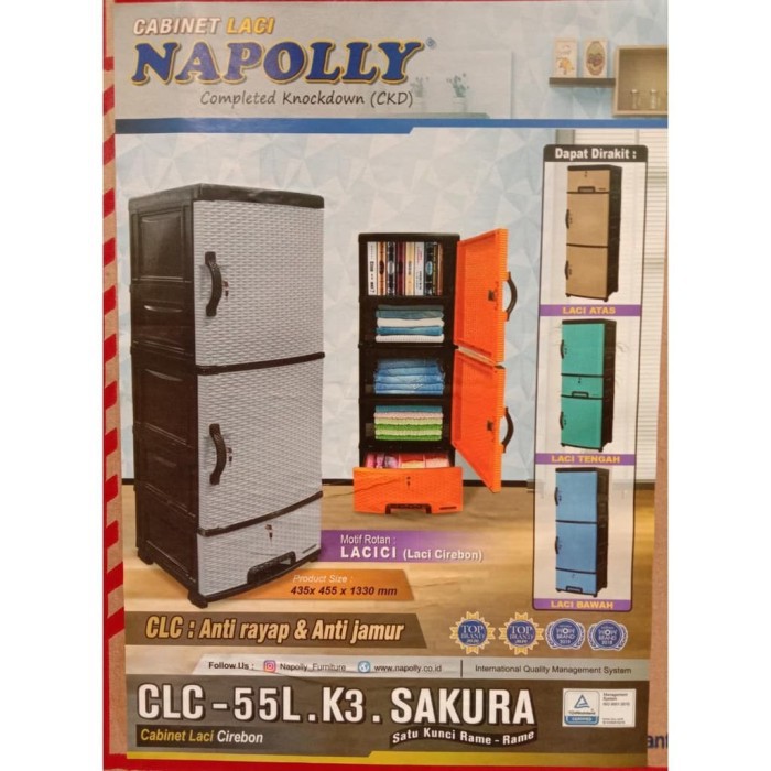 LEMARI SUSUN PLASTIK NAPOLLY CLC-55L.K3.SAKURA