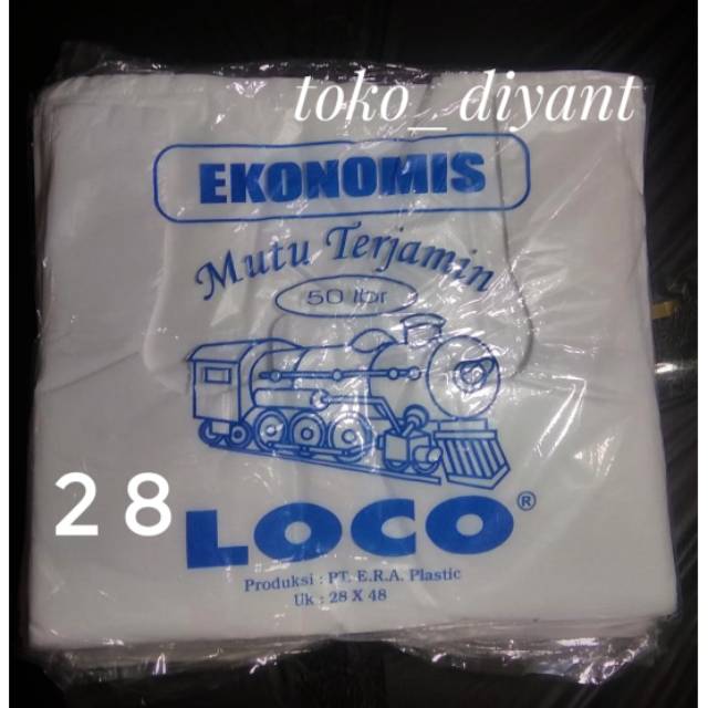 Kantong Plastik Loco ekonomis putih susu 28x48