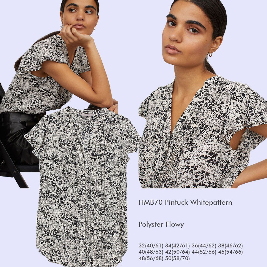 HNM Blouse Wanita Pintuck Teal Sage Green White Pattern-3