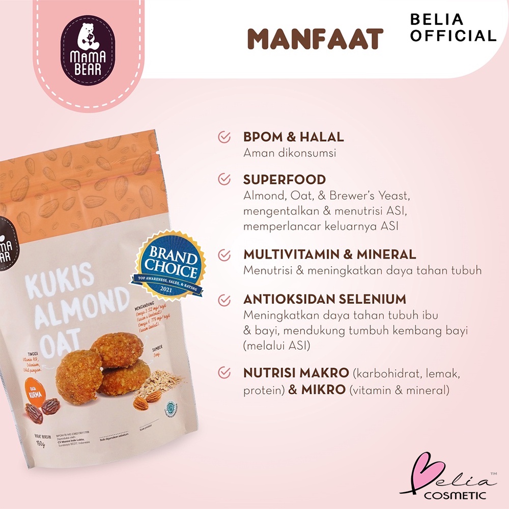 ❤ BELIA ❤ Mama Bear MamaBear Kukis Almond Oat Cookies &amp; Cream | Cokelat Chocolate Chip | Kukis | Kue | Baby | Bayi | BPOM