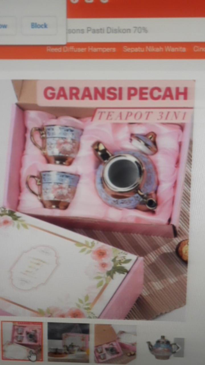 [lulu] Set Cangkir Teh 3in1 Keramik / Motif Bunga Rose Teapot Cup Porcelain / Teko Teh Hadiah Kado